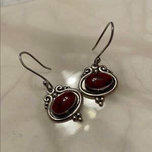 Beautiful Red Jasper and 925 stamped Silver Earrings